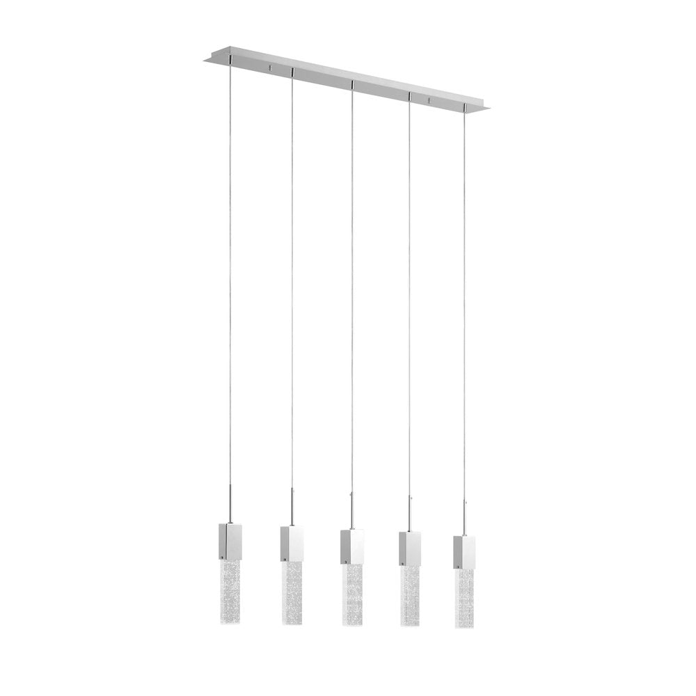 Silver And Clear Five Light Transparent Metal Dimmable Smart Enabled Chandelier With Clear Shades HomeRoots
