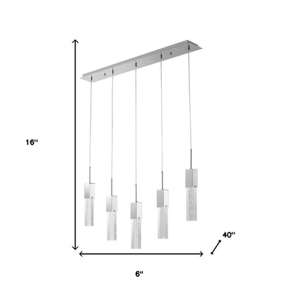 Silver And Clear Five Light Transparent Metal Dimmable Smart Enabled Chandelier With Clear Shades HomeRoots