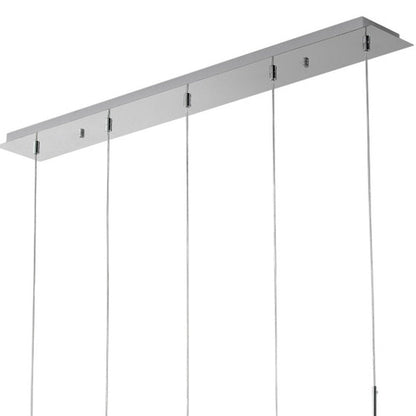 Silver And Clear Five Light Transparent Metal Dimmable Smart Enabled Chandelier With Clear Shades HomeRoots
