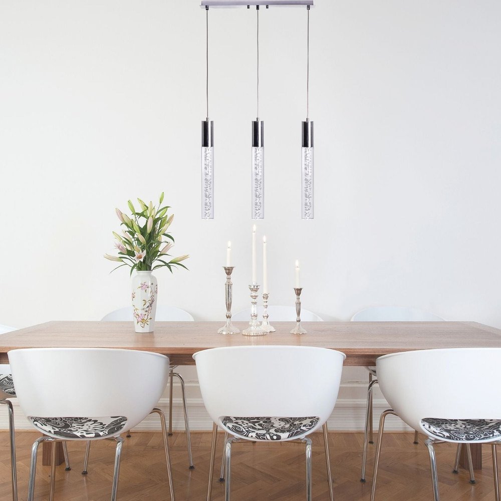 Black And Clear Three Light Transparent Metal Dimmable Smart Enabled Chandelier With Clear Shades HomeRoots