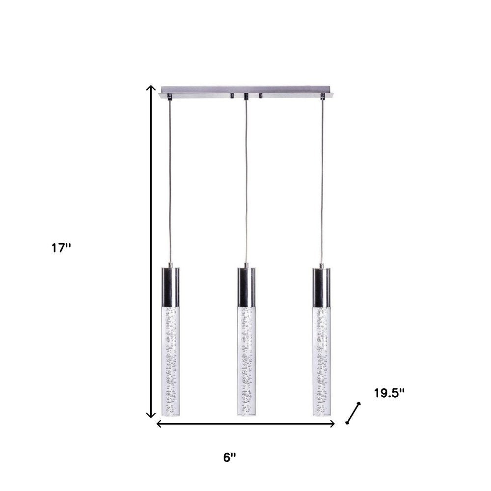 Black And Clear Three Light Transparent Metal Dimmable Smart Enabled Chandelier With Clear Shades HomeRoots