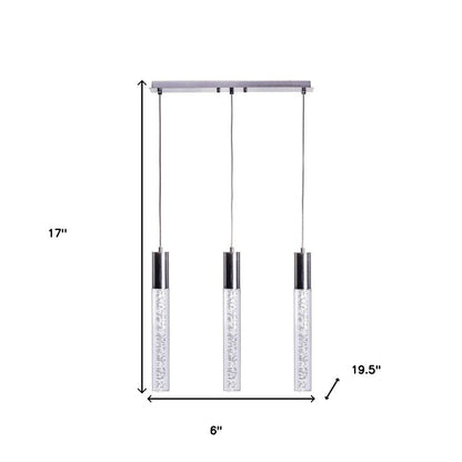 Black And Clear Three Light Transparent Metal Dimmable Smart Enabled Chandelier With Clear Shades HomeRoots