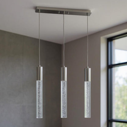 Black And Clear Three Light Transparent Metal Dimmable Smart Enabled Chandelier With Clear Shades HomeRoots