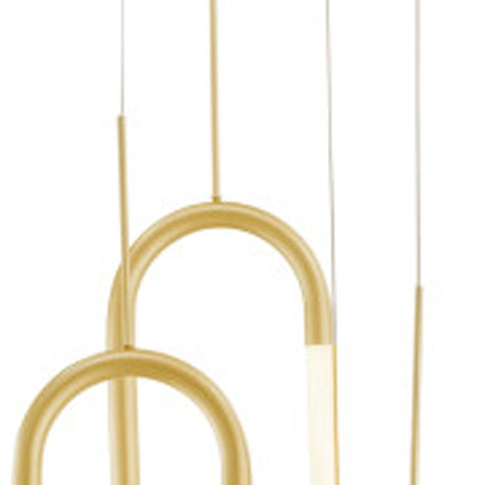 Gold Five Light Metal LED Dimmable Smart Enabled Chandelier HomeRoots