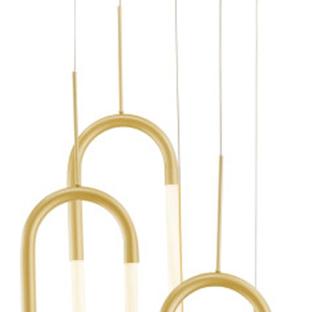 Gold Five Light Metal LED Dimmable Smart Enabled Chandelier HomeRoots