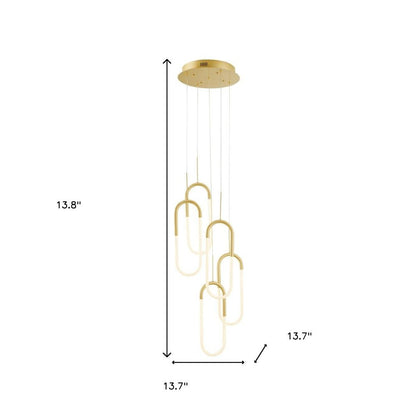 Gold Five Light Metal LED Dimmable Smart Enabled Chandelier HomeRoots