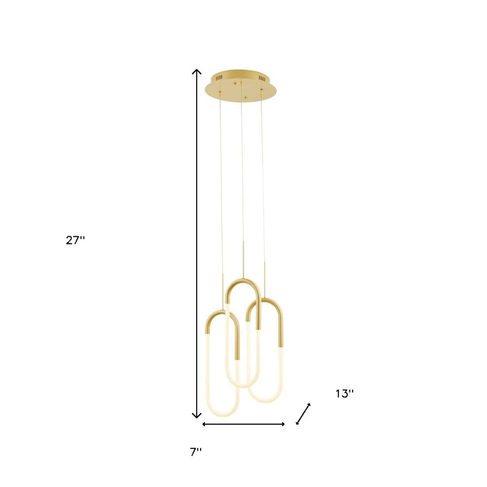 Gold Three Light Metal LED Dimmable Smart Enabled Chandelier HomeRoots