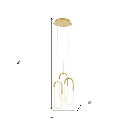 Gold Three Light Metal LED Dimmable Smart Enabled Chandelier HomeRoots