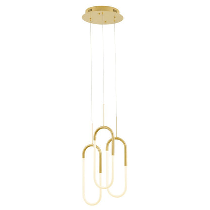 Gold Three Light Metal LED Dimmable Smart Enabled Chandelier HomeRoots
