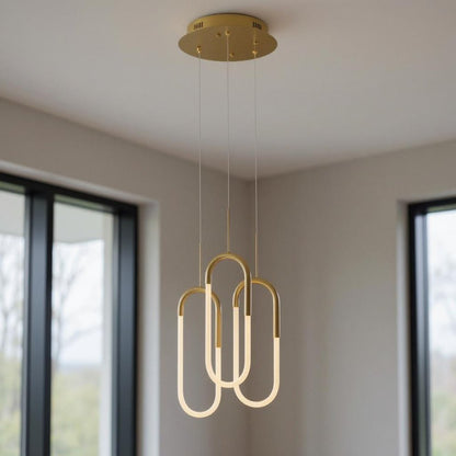Gold Three Light Metal LED Dimmable Smart Enabled Chandelier HomeRoots