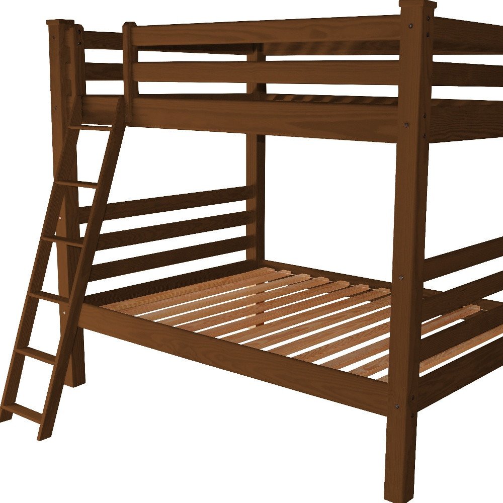 Red Full Over Full Solid Wood Bunk Bed HomeRoots