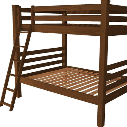 Red Full Over Full Solid Wood Bunk Bed HomeRoots