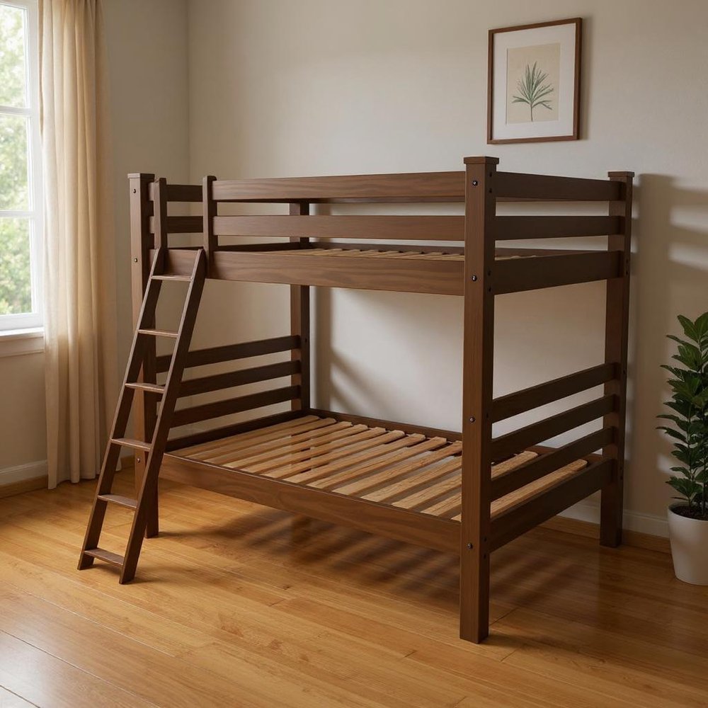 Red Full Over Full Solid Wood Bunk Bed HomeRoots