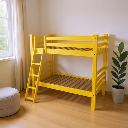 Yellow Full Solid Wood Bunk Bed HomeRoots