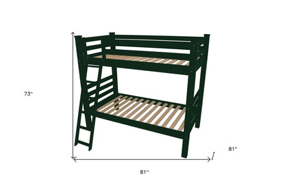 Green Full Traditional Solid Wood Bunk Bed HomeRoots