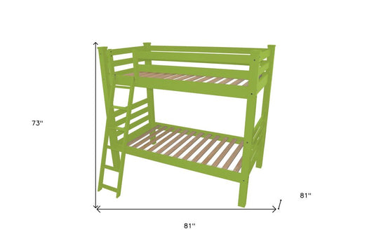 Green Full Solid Wood Bunk Bed HomeRoots