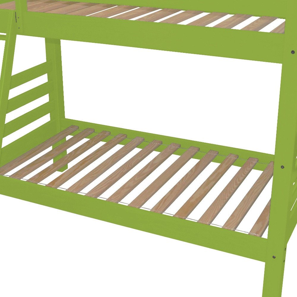 Green Full Solid Wood Bunk Bed HomeRoots