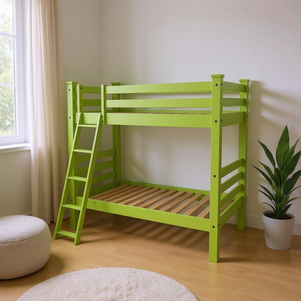 Green Full Solid Wood Bunk Bed HomeRoots