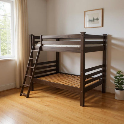 Brown Full Over Full Solid Wood Bunk Bed HomeRoots