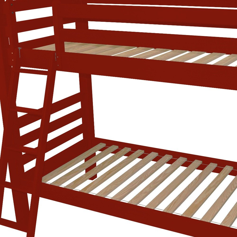 Red Full Solid Wood Bunk Bed HomeRoots