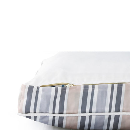 24" X 36" Gray Tan And White Striped Pillow Style Pet Bed With Removable Cover HomeRoots