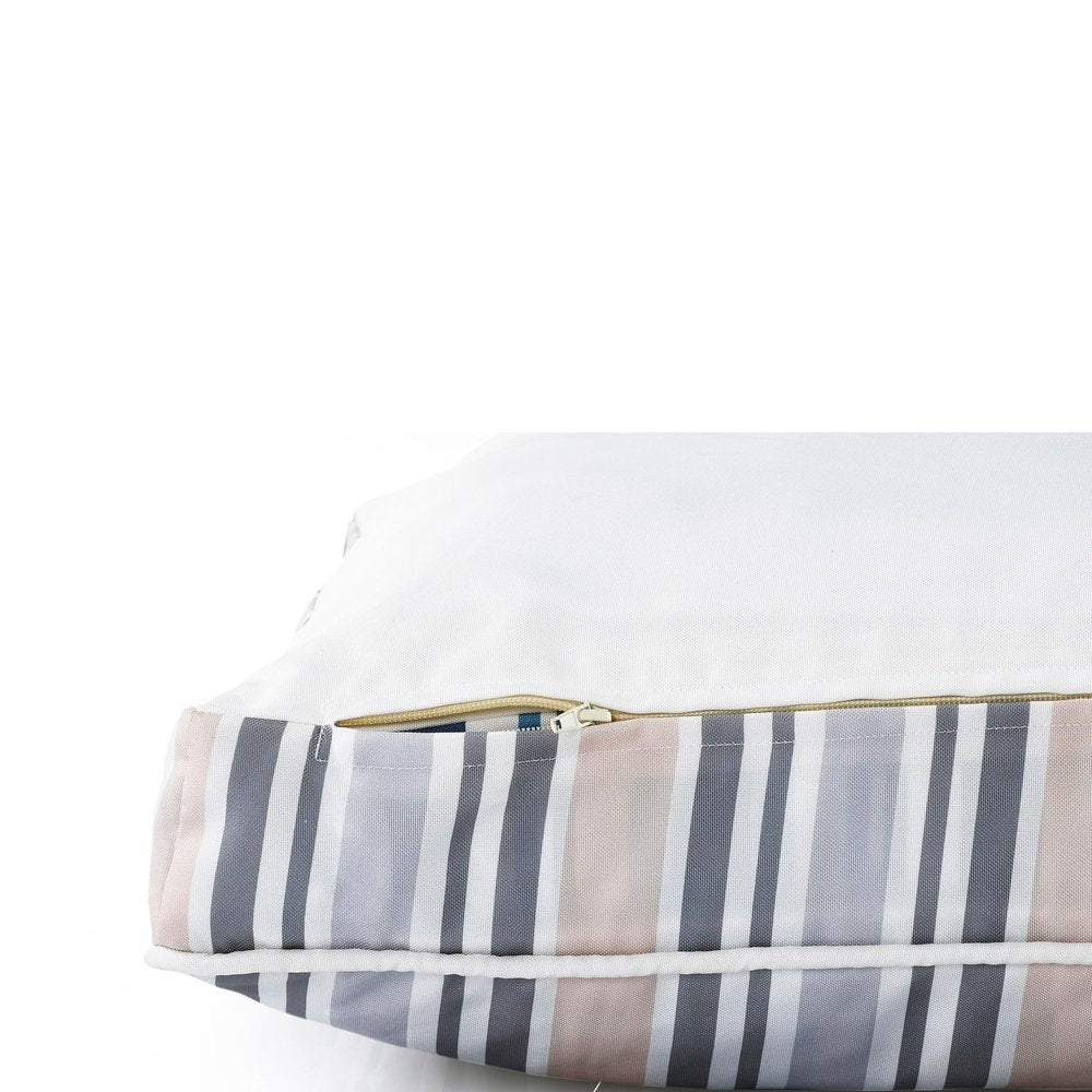 24" X 36" Gray Tan And White Striped Pillow Style Pet Bed With Removable Cover HomeRoots