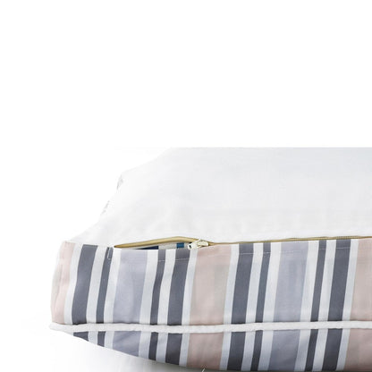 24" X 36" Gray Tan And White Striped Pillow Style Pet Bed With Removable Cover HomeRoots