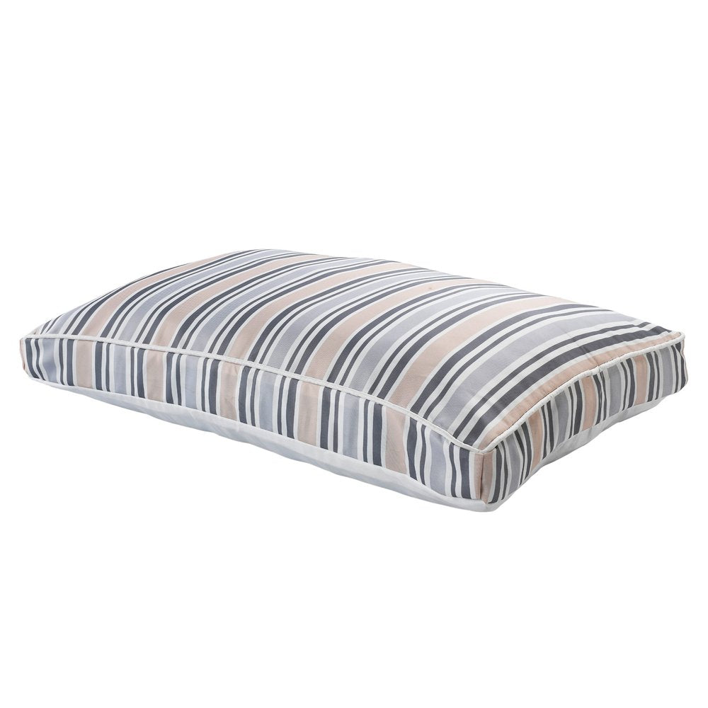 24" X 36" Gray Tan And White Striped Pillow Style Pet Bed With Removable Cover HomeRoots