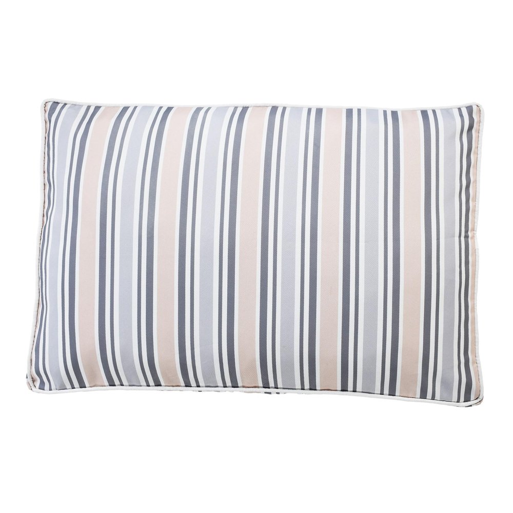 24" X 36" Gray Tan And White Striped Pillow Style Pet Bed With Removable Cover HomeRoots