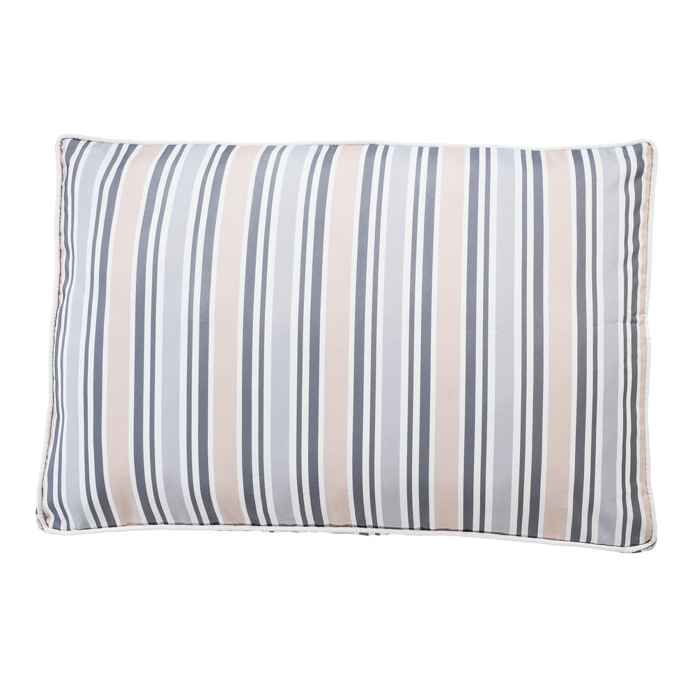 24" X 36" Gray Tan And White Striped Pillow Style Pet Bed With Removable Cover HomeRoots