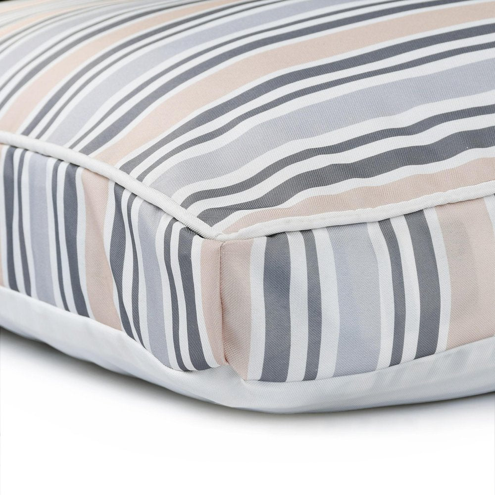 24" X 36" Gray Tan And White Striped Pillow Style Pet Bed With Removable Cover HomeRoots