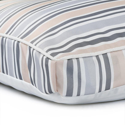 24" X 36" Gray Tan And White Striped Pillow Style Pet Bed With Removable Cover HomeRoots