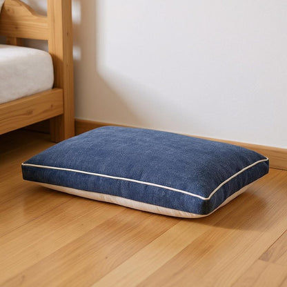 24" X 36" Stonewashed Blue Pillow Style Pet Bed With Removable Cover HomeRoots