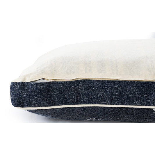 24" X 36" Stonewashed Blue Medallion Pillow Style Pet Bed With Removable Cover HomeRoots