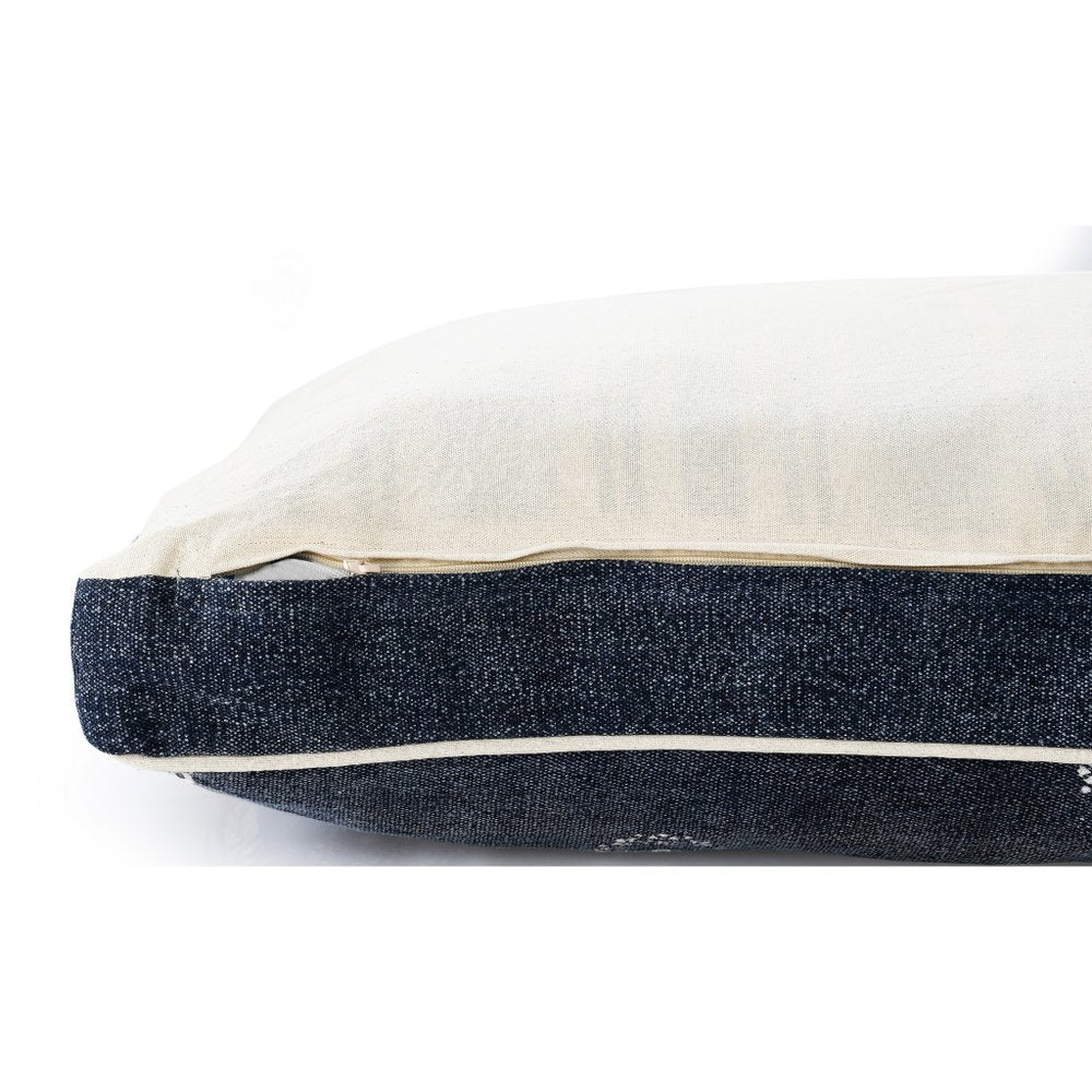 24" X 36" Stonewashed Blue Medallion Pillow Style Pet Bed With Removable Cover HomeRoots