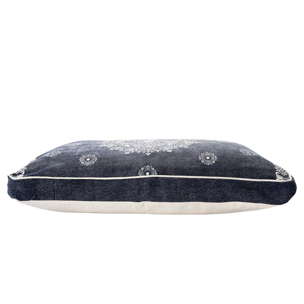 24" X 36" Stonewashed Blue Medallion Pillow Style Pet Bed With Removable Cover HomeRoots