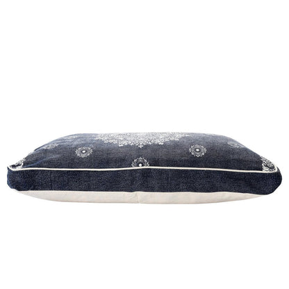 24" X 36" Stonewashed Blue Medallion Pillow Style Pet Bed With Removable Cover HomeRoots