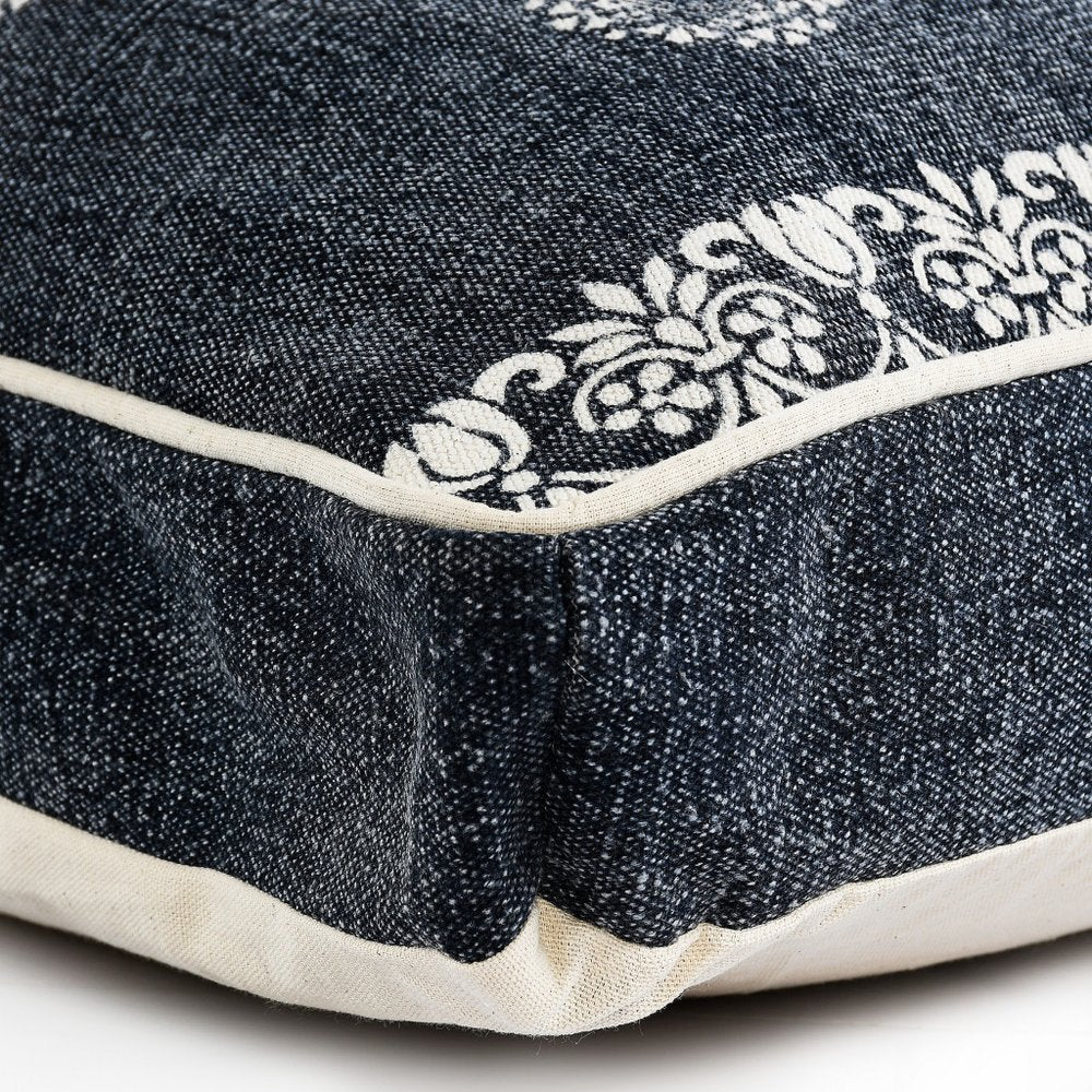 24" X 36" Stonewashed Blue Medallion Pillow Style Pet Bed With Removable Cover HomeRoots