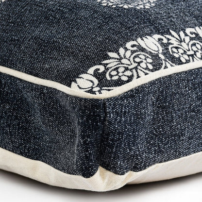 24" X 36" Stonewashed Blue Medallion Pillow Style Pet Bed With Removable Cover HomeRoots