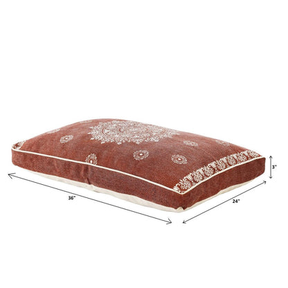 24" X 36" Stonewashed Blue Medallion Pillow Style Pet Bed With Removable Cover HomeRoots