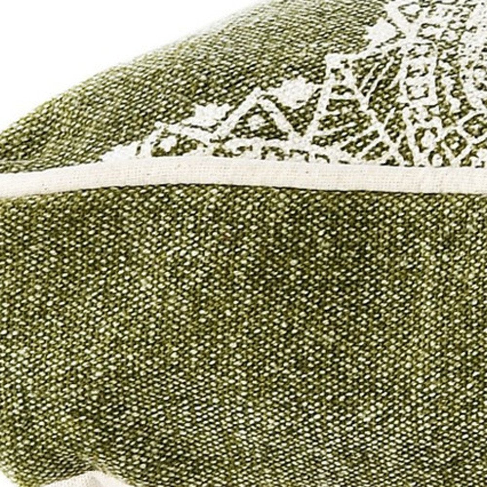 24" X 36" Stonewashed Sage Medallion Pillow Style Pet Bed With Removable Cover HomeRoots