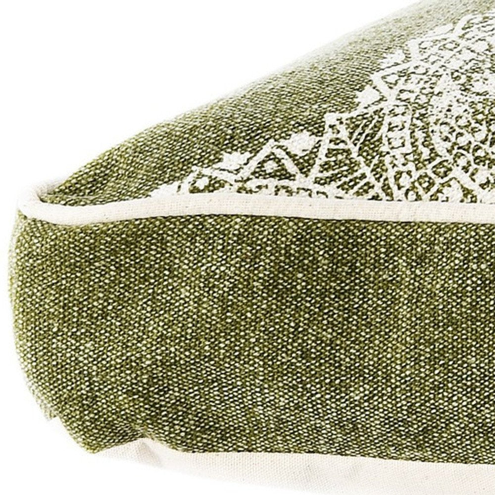 24" X 36" Stonewashed Sage Medallion Pillow Style Pet Bed With Removable Cover HomeRoots