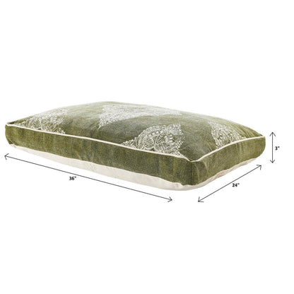 24" X 36" Stonewashed Sage Medallion Pillow Style Pet Bed With Removable Cover HomeRoots