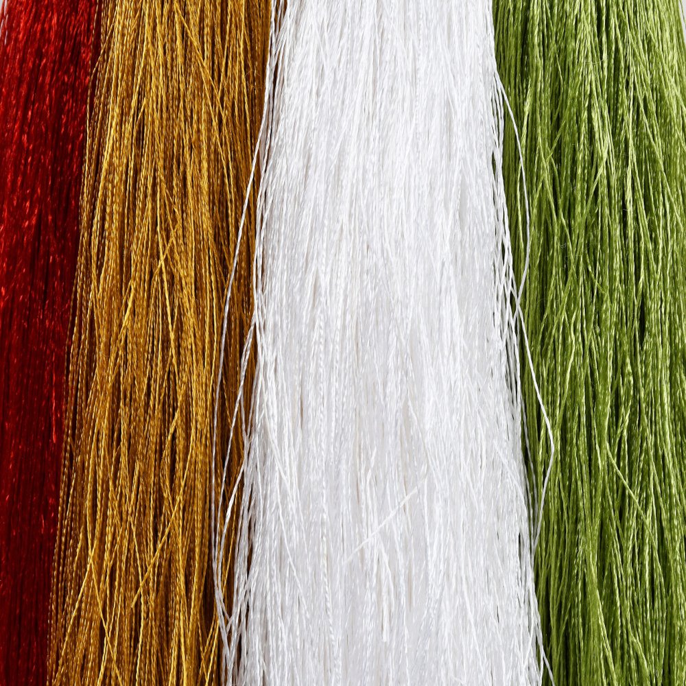 Set of Four Gold Green Red And White Handmade Snowflake With Tassel Ornaments HomeRoots