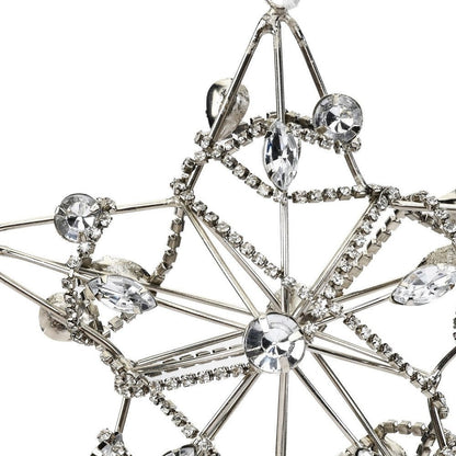 Set of Four Gold And Silver Handmade Faux Crystal And Metal Hanging Star Ornaments HomeRoots