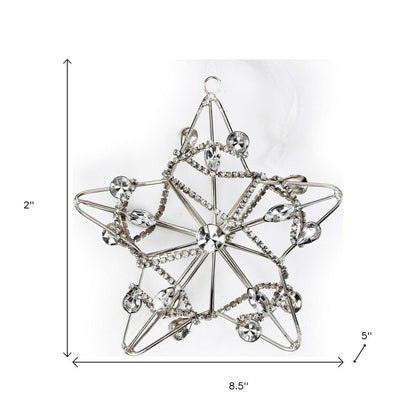 Set of Four Gold And Silver Handmade Faux Crystal And Metal Hanging Star Ornaments HomeRoots