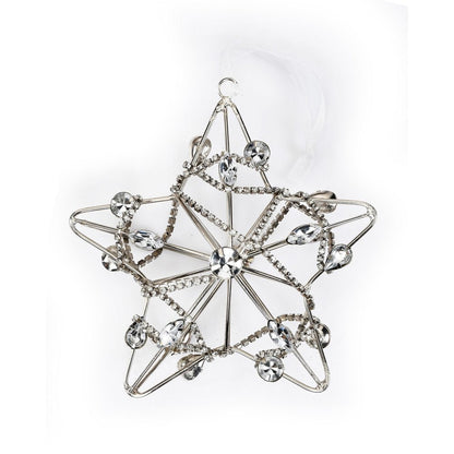 Set of Four Gold And Silver Handmade Faux Crystal And Metal Hanging Star Ornaments HomeRoots
