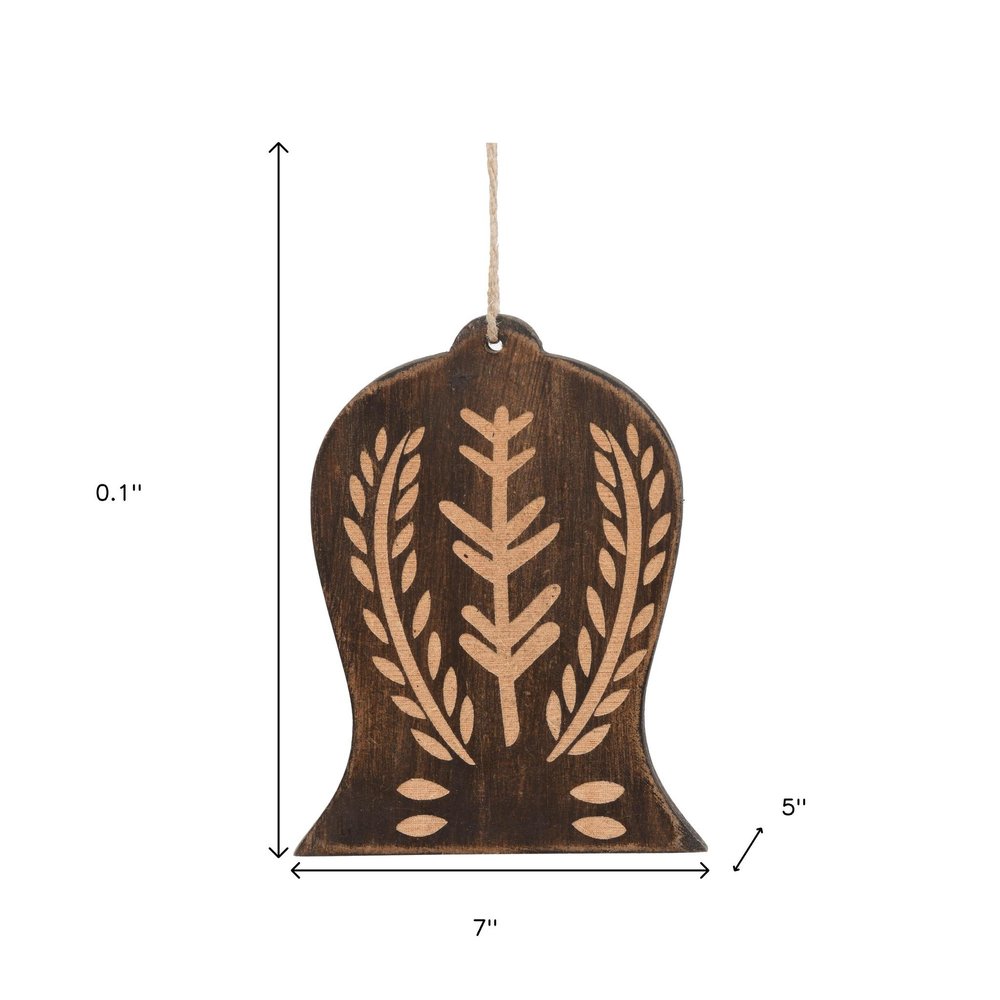 Set of Four Brown Handmade Wood Bell Shaped Ornaments HomeRoots