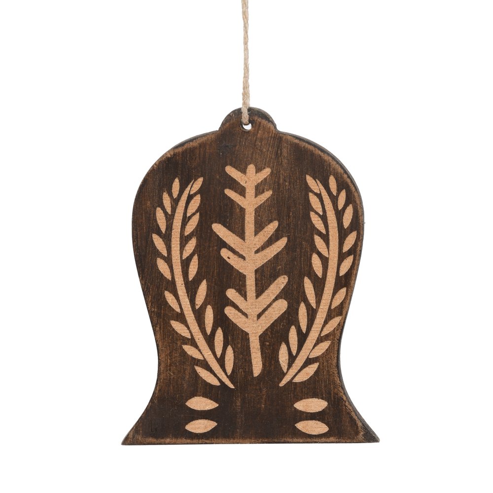 Set of Four Brown Handmade Wood Bell Shaped Ornaments HomeRoots