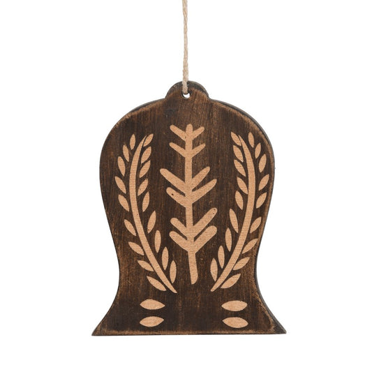 Set of Four Brown Handmade Wood Bell Shaped Ornaments HomeRoots